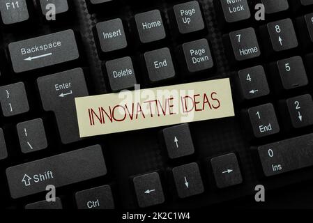 Text sign showing Innovative Ideas. Word for concepts that are a better solution to market needs Solving Different Math Problems, Calculating Multi Digit Equations Stock Photo