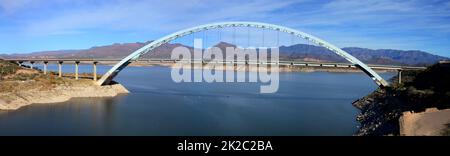 Panorama of of Roosevelt Bridge in southeast Arizona. Stock Photo