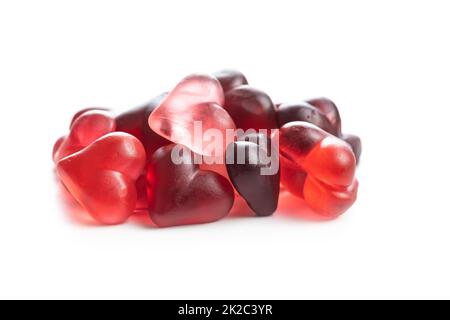 Heart shaped jelly candy isolated on white backgorund. Stock Photo