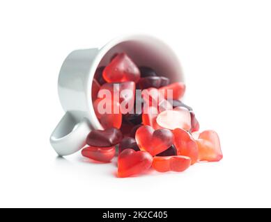 Heart shaped jelly candy isolated on white backgorund. Stock Photo
