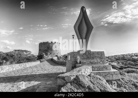 Longonsardo tower, iconic landmark in Santa Teresa Gallura, Sardinia, Italy Stock Photo