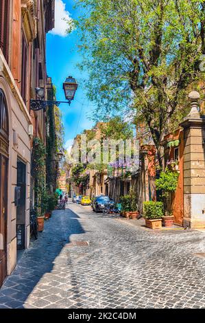 Walking in the picturesque Via Margutta in central Rome, Italy Stock Photo