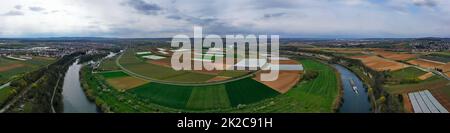 Aerial view of Heilbronn in cloudy weather Stock Photo