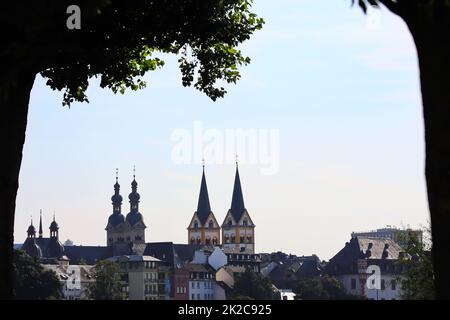 Deutsches Eck the confluence of the Rhine and Moselle rivers Stock Photo