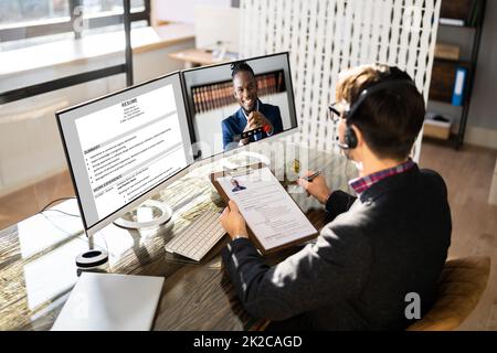 Virtual Job Interview Webcast Stock Photo