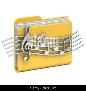 Yellow folder icon Music files 3D Stock Photo