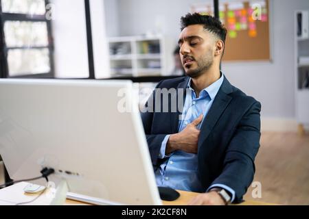 Man Chest Pain Stock Photo