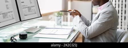 Taking Document Picture Using Phone Stock Photo