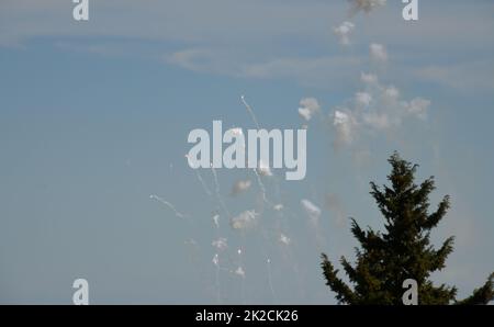 Fireworks in the Spanish sky, Alicante Province, Costa Blanca, Spain Stock Photo