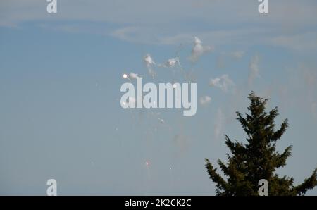 Fireworks in the Spanish sky, Alicante Province, Costa Blanca, Spain Stock Photo