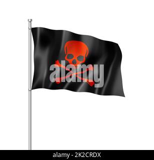 Pirate flag, Jolly Roger isolated on white Stock Photo