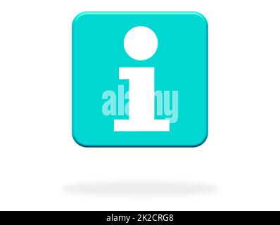 Information icon on light blue Button with shadow Stock Photo