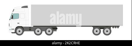 Big white truck with a trailer on a light background - Vector Stock Photo