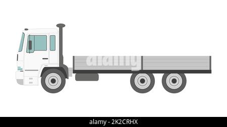 Big white transport truck isolated on white background - Vector Stock Photo