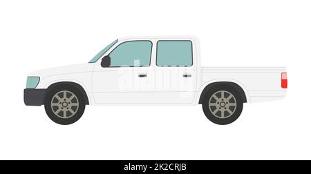 Big white pickup truck isolated on white background - Vector Stock Photo