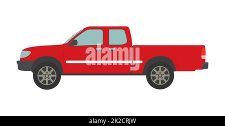 Big red pickup truck isolated on white background - Vector Stock Photo