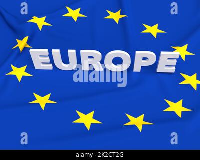 Illustration text of EU and Europe Union flag. 3D rendering Stock Photo -  Alamy
