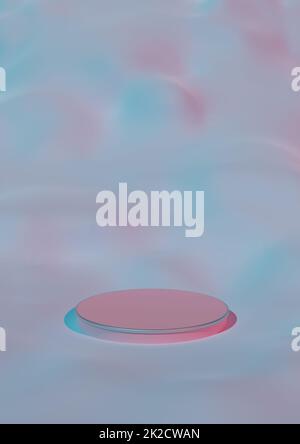 Soft Cloudy, Dreamy Product Display Pastel Pink and Blue Background with Podium or Stand for Cosmetic Products. 3D Render with Soft Abstract Shapes. Stock Photo