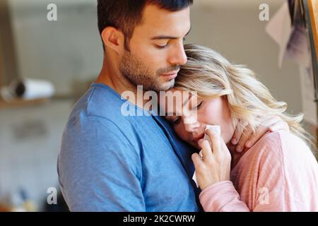 Im always here for you. Shot of a young man consoling his upset girlfriend. Stock Photo