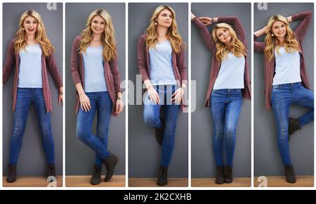 Shes got all sorts of style. Composite image of a fashionable young woman. Stock Photo