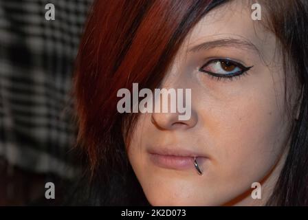 Young punk emo Girl looking at camera, close-up Stock Photo