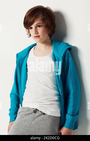 Trendy Preteen. Cute Preteen Boy Wearing Trendy Clothing While Isolated ...