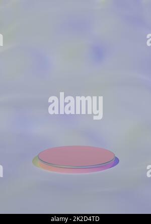 Soft Cloudy, Dreamy Product Display Purple and Yellow Background with Pastel Pink Podium or Stand for Cosmetic Products. 3D Render with Soft Abstract Shapes. Stock Photo