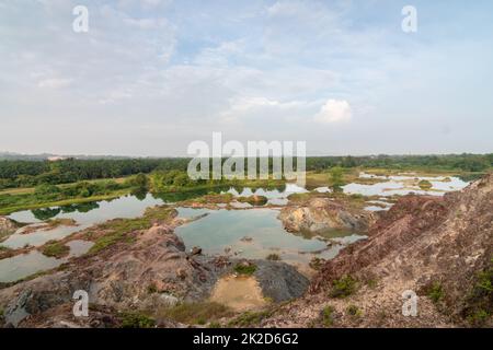 Aerial view of an abandoned quarry in Verplanck Hamlet in New York