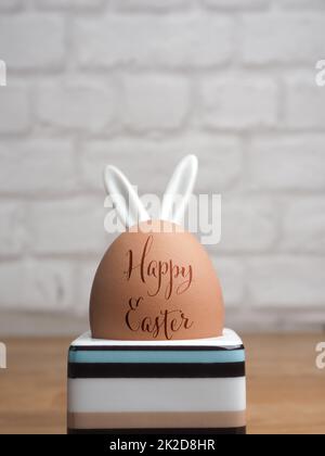 Brown organic egg in an egg cup Stock Photo