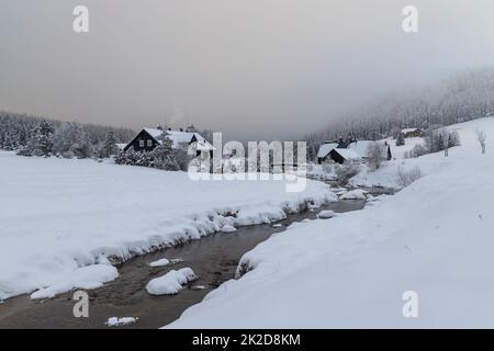 Jizerka settlemen, parts village Korenov, Liberec region, Northern Bohemia, Czech Republic Stock Photo