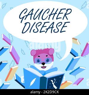 Handwriting text Gaucher Disease. Business concept autosomal recessive inherited disorder of metabolism Fox With Glasses Sitting In Library Reading A Book Studying. Stock Photo