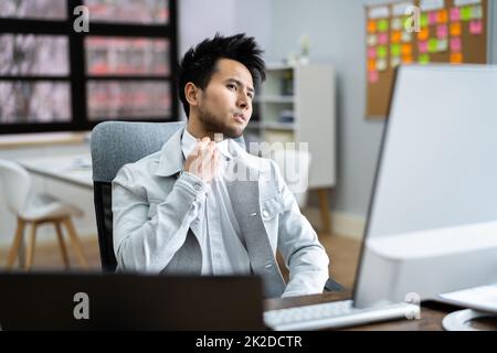 Hot Office Weather. Man Sweating Stock Photo