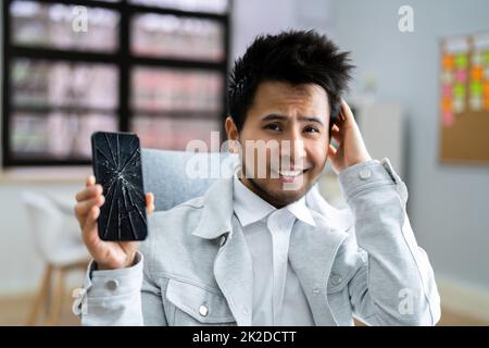 Broken Cracked Mobile Phone Screen Stock Photo