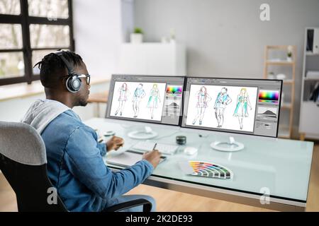 African Graphic Web Designer Stock Photo