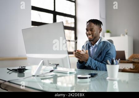 Virtual Video Conference Business Meeting Online Stock Photo