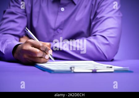 African American Writing Contract Form Close Stock Photo