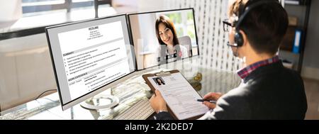 Virtual Job Interview Webcast Stock Photo