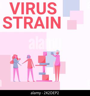 Handwriting text Virus Strain. Internet Concept Virus Strain Three Colleagues Standing Helping Each Other With Building Blocks. Stock Photo