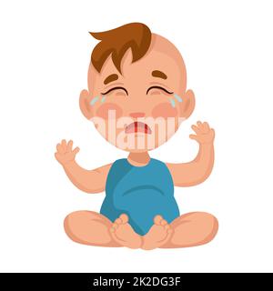 Baby boy crying, isolate on white background - Vector Stock Photo