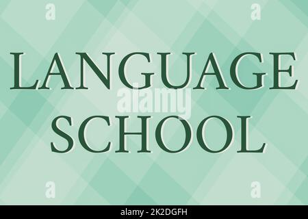 Handwriting text Language School. Business concept educational institution focusing on foreign languages Line Illustrated Backgrounds With Various Shapes And Colours. Stock Photo