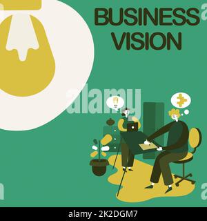 Text caption presenting Business Vision. Word Written on grow your business in the future based on your goals Partners Sharing New Ideas For Skill Improvement Work Strategies. Stock Photo