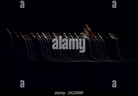 Streaks of light on a dark background Stock Photo
