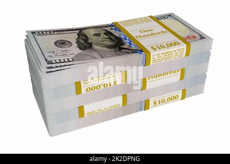 Pile of american dollars 3D illustrations, isolated on white background Stock Photo