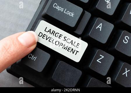 Inspiration showing sign Large Scale Development. Word Written on very wide and modern developed construction site Filling Up Online Registration Forms, Gathering And Editing Internet Data Stock Photo