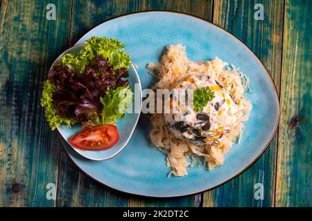 dumpling on sauerkraut Stock Photo