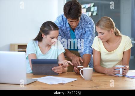 Something like this.... Cropped shot of three colleagues working in an office. Stock Photo