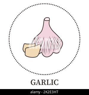 Abstract thin line garlic icon isolated on white background - Vector Stock Photo