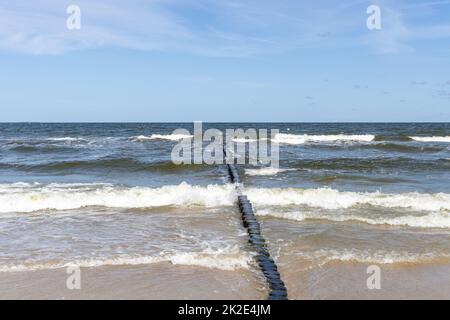 Waves on the beach of Zempin on the island of Usedom on a beautiful day Stock Photo