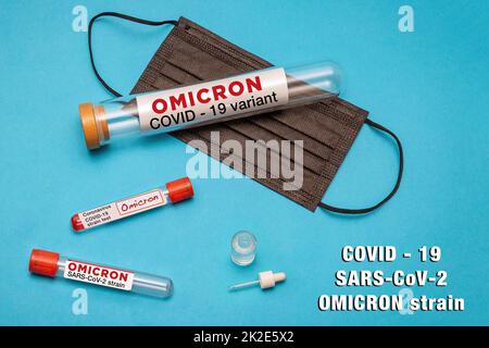 New Omicron variant of Covid-19 coronavirus in test tubes Stock Photo