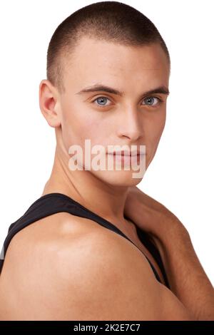 Express yourself. Studio shot of a handsome young man looking at the camera. Stock Photo
